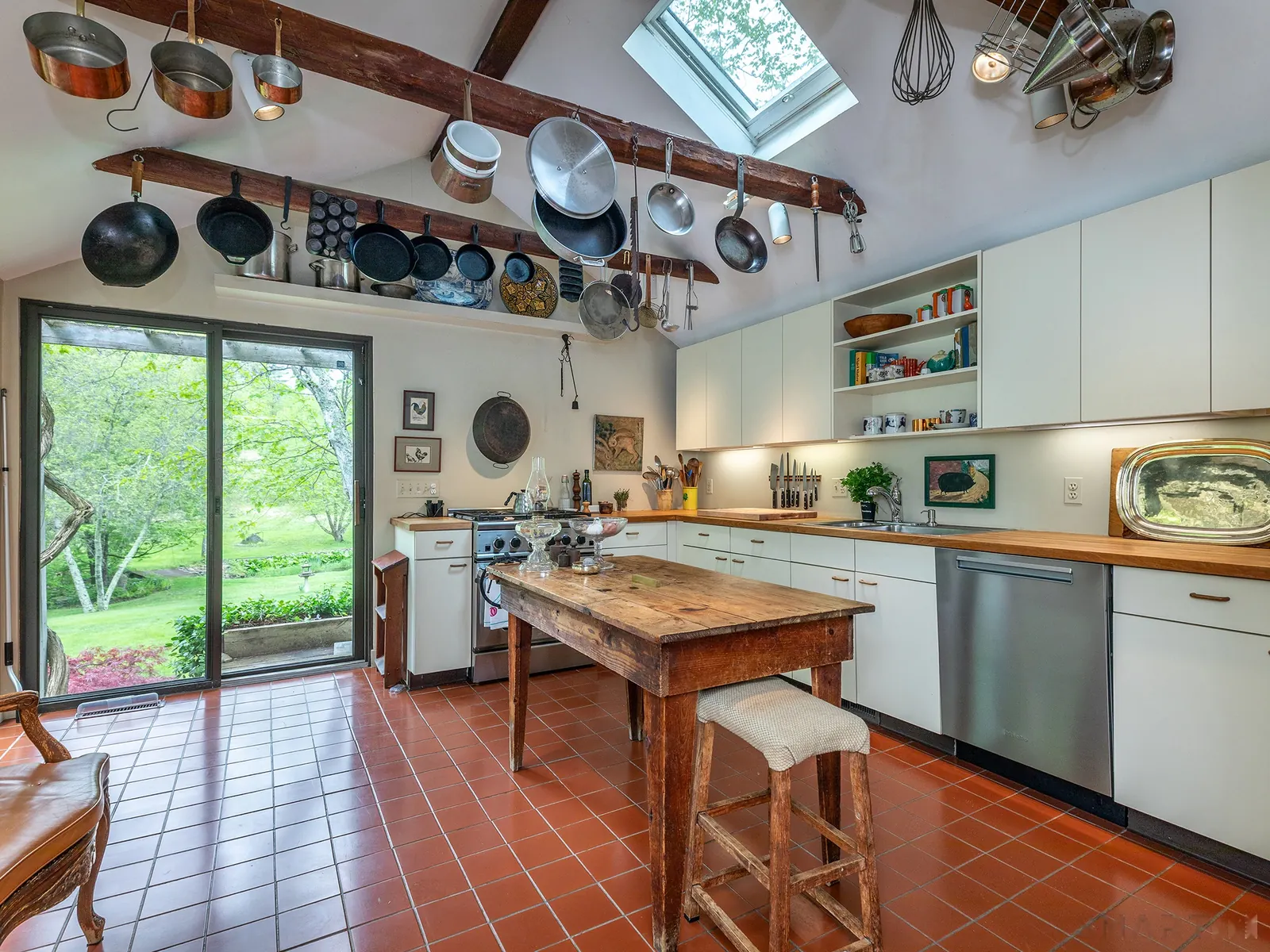 Main-house kitchen with old worktable
